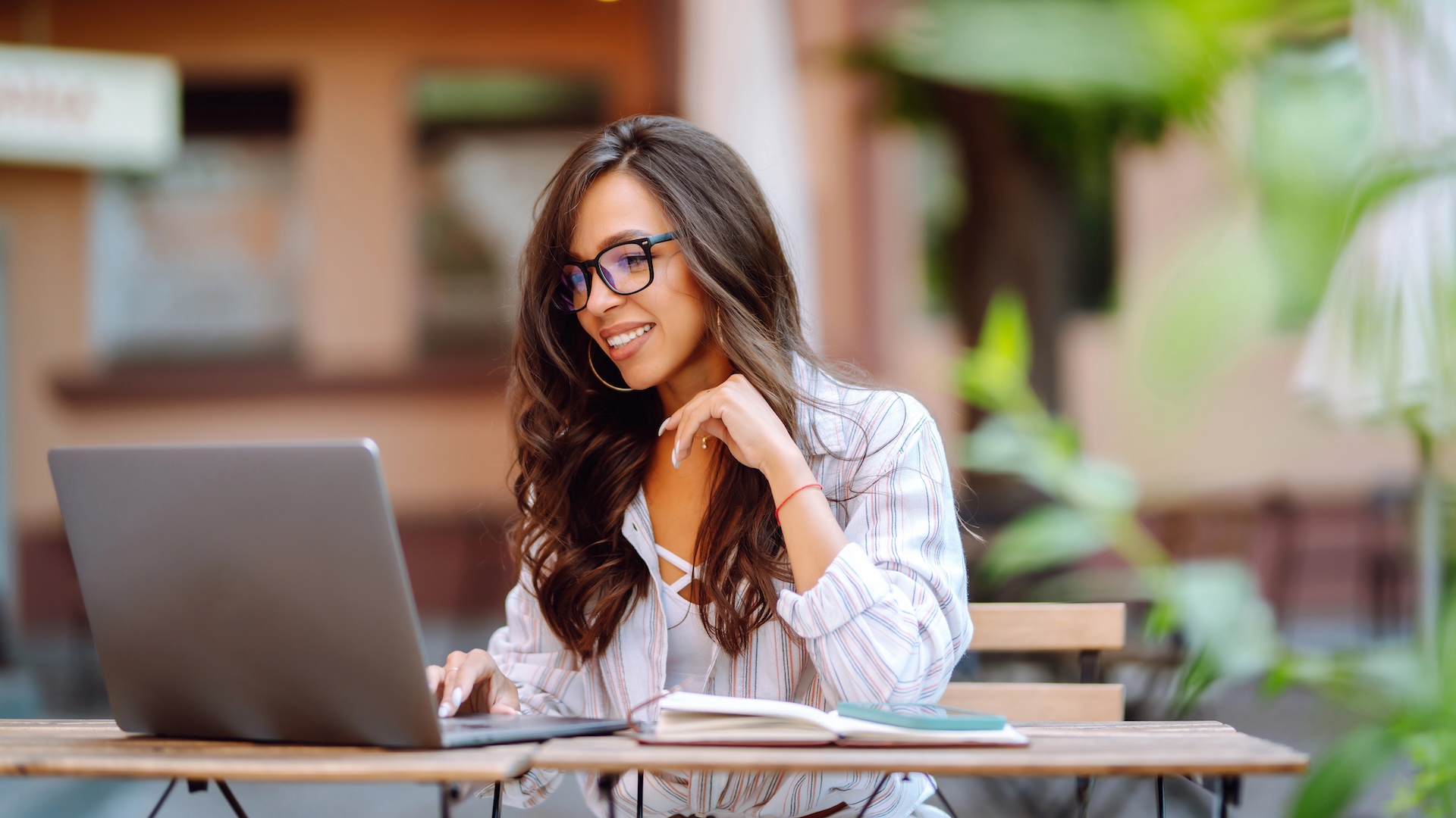 Woman freelancer working at a laptop